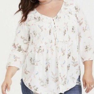 Torrid Floral Smocked Gauze Top Size 2